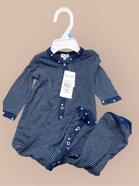 Splendid Striped Navy Baby Onesie with Star Trim, Navy/White, 6-9 months, NWT